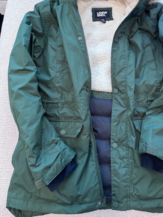 Lands' End Jackets & Blazers - LANDS END Woman’s Down Green Parka w/Hood  Size XXL 12-14